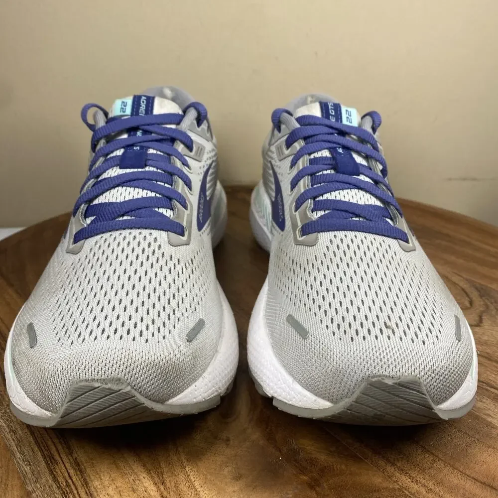 Brooks Adrenaline GTS 22 Gray Womens Gray And Blue Size 9.5 B Running Shoes